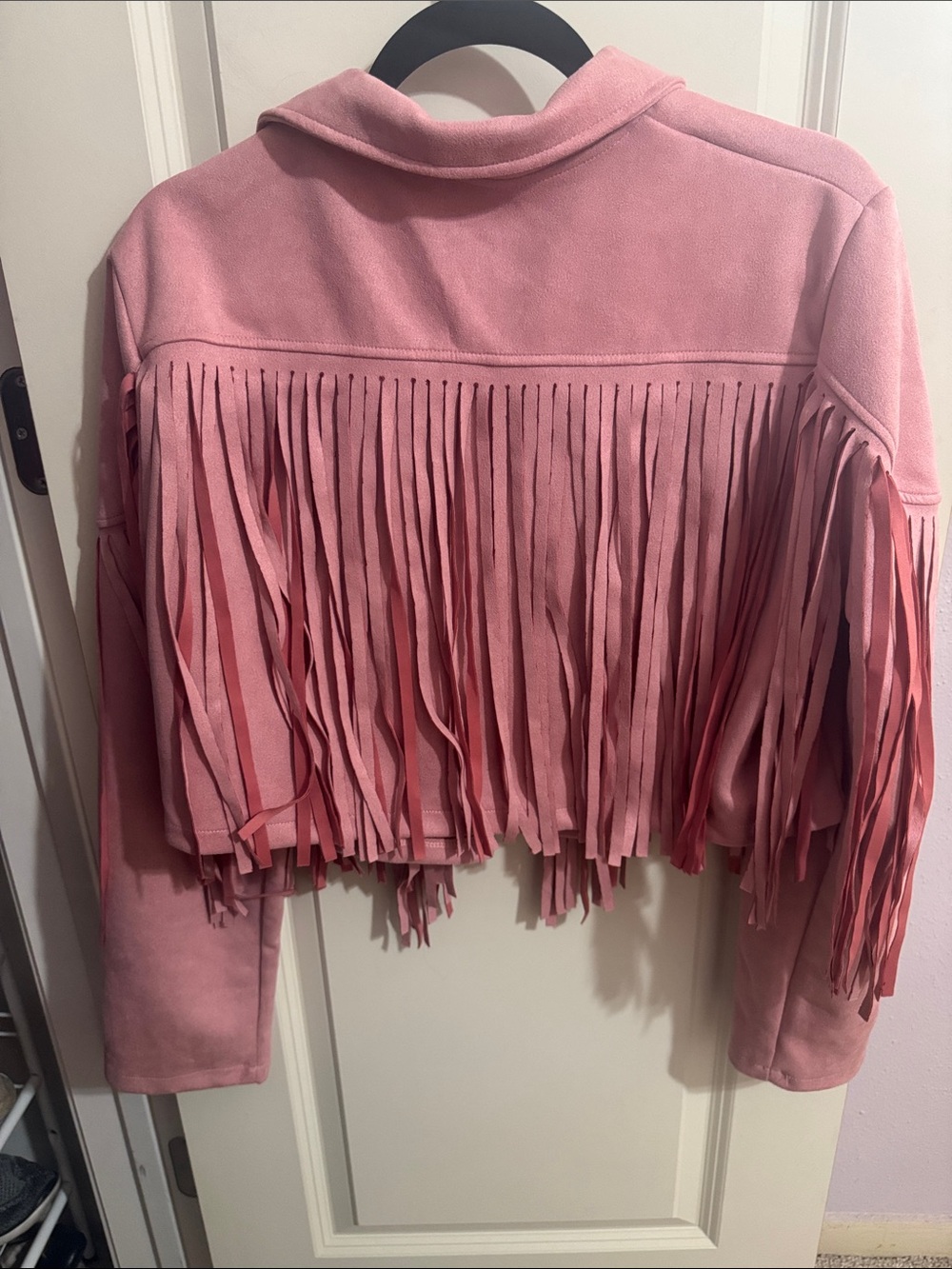 Pink Fringe Cropped Jacket - Women - Picture 2 of 4